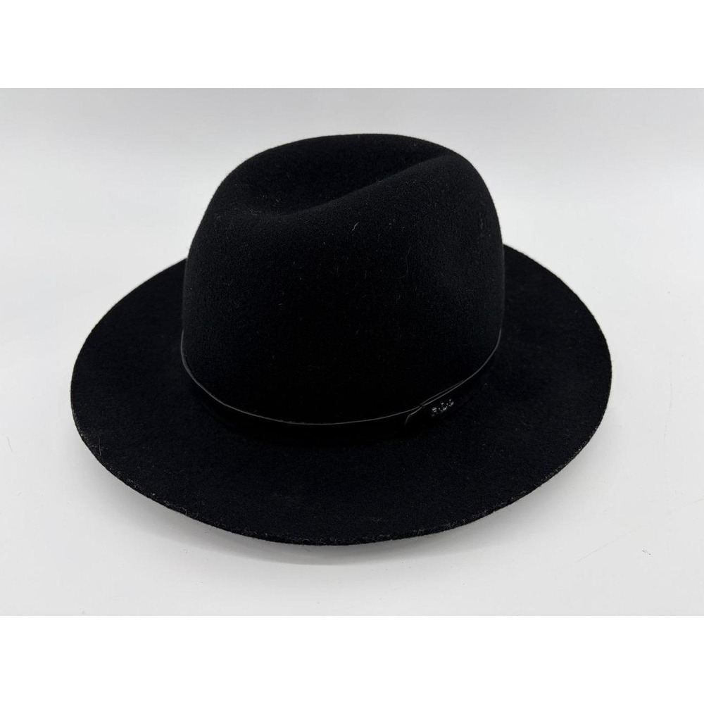 Lauren Ralph Lauren, Wool Fedora Black Hat One Size (57 cm) Taille Wide Brim